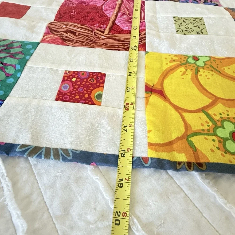 Hand Made Quilted Table Runner Bright Festive Cottage Spring Hostess 18.5x60